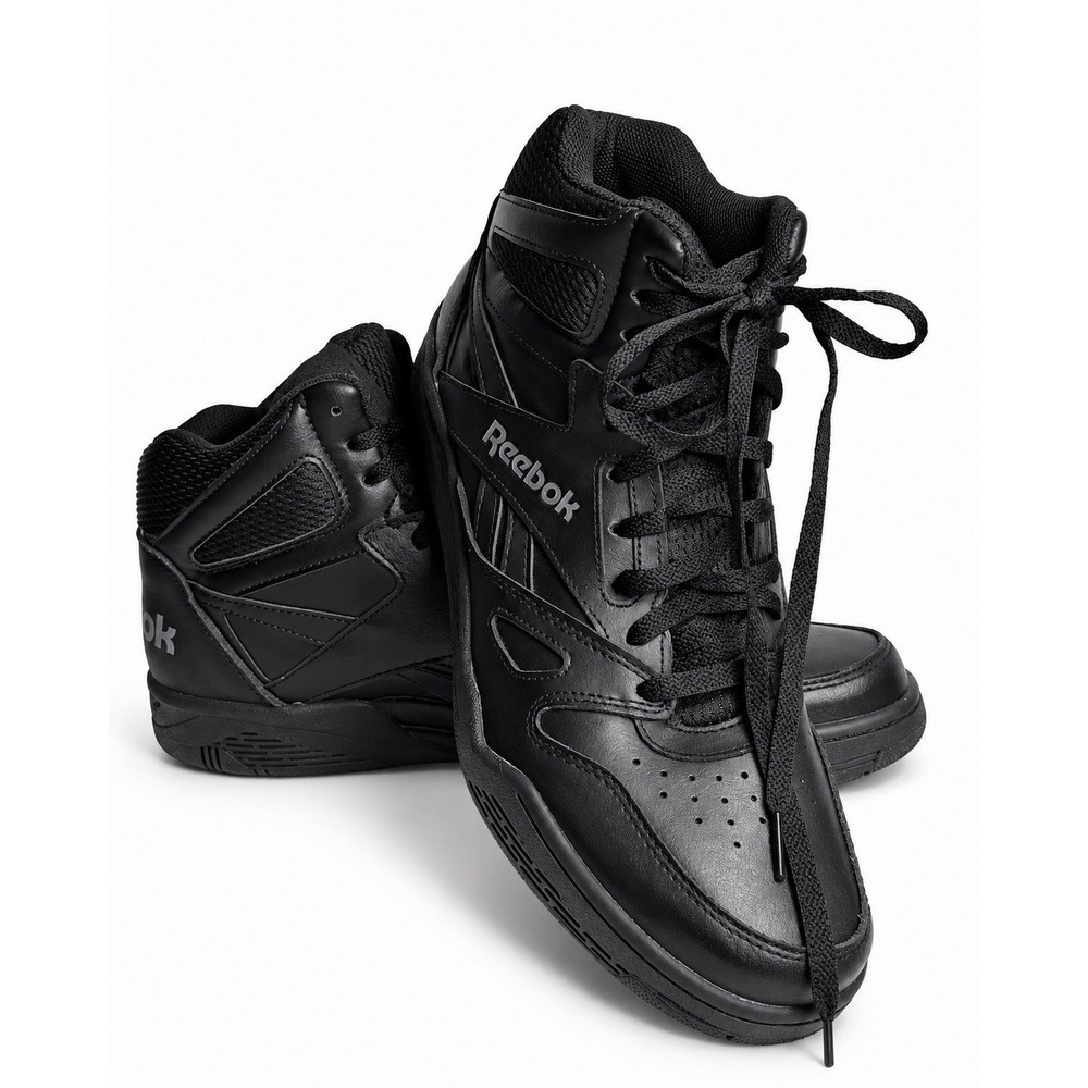 Reebok Mens Size 12.5 US Black Leather High Top Basketball Sneakers